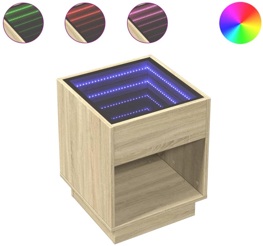vidaXL Couchtisch mit Infinity-LED Sonoma-Eiche 40x40x50 cm 847646 Bild 1