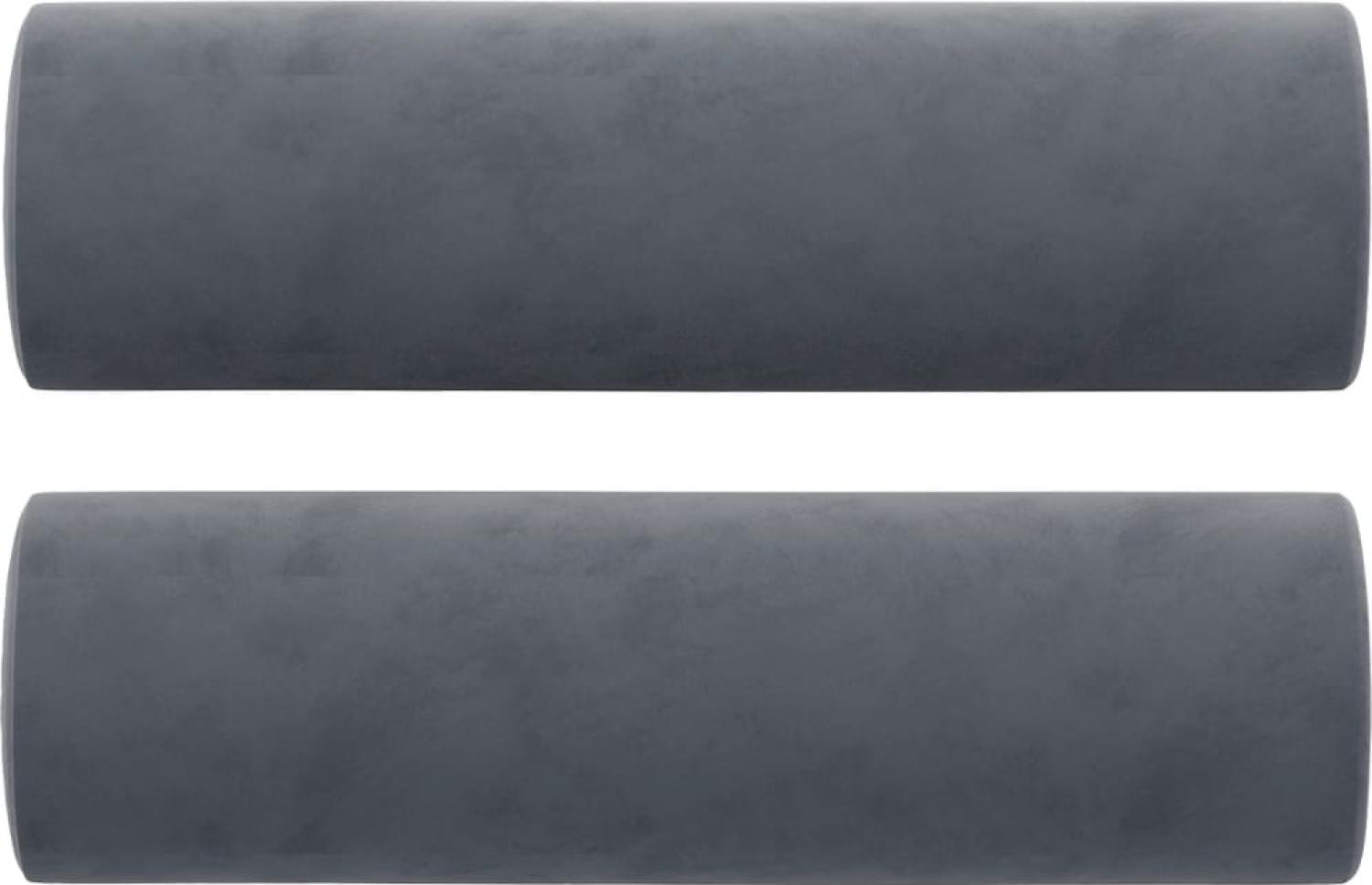 vidaXL Zierkissen 2 Stk. Dunkelgrau Ø15x50 cm Samt 349510 Bild 1