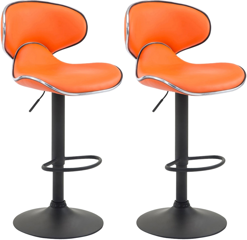 CLP 2er Set Barhocker Las Vegas V2 Kunstleder mit Fußstütze,orange schwarz Bild 1