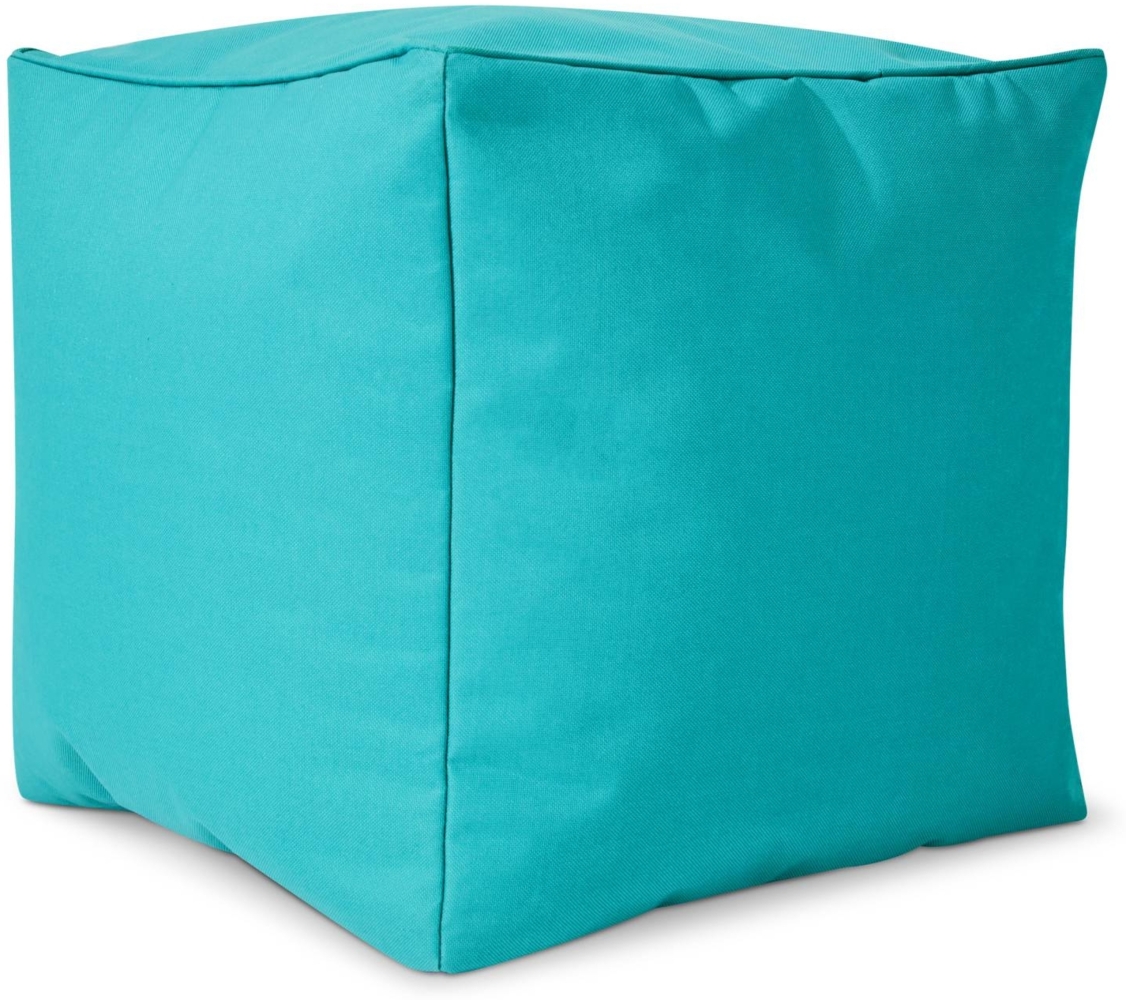 Green Bean® Sitzsack-Hocker 40x40x40cm mit EPS-Perlen Füllung - Sitz-Pouf für Sitzsäcke - Sitzhocker für Kinder und Erwachsene - Aquamarin Bild 1