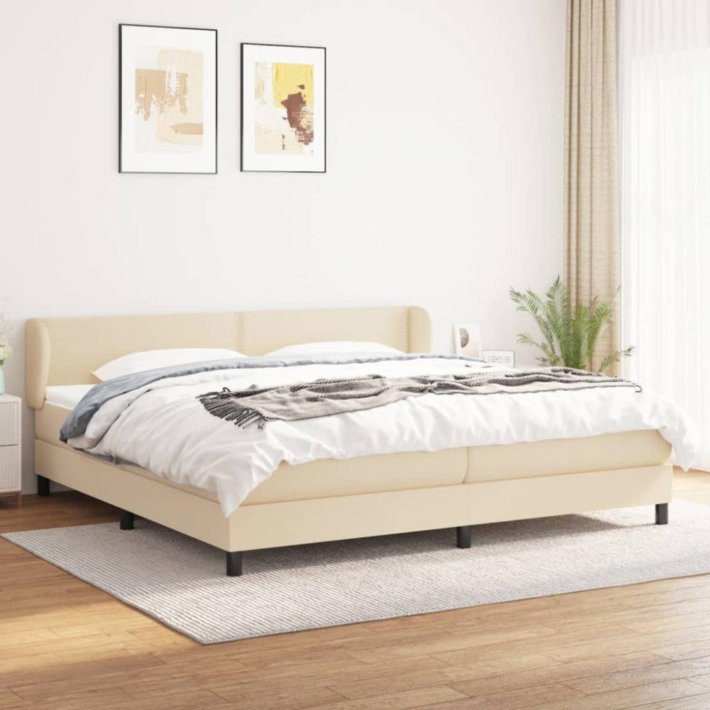 Boxspringbett mit Matratze Stoff Creme 200 x 200 cm, Härtegrad: H2 [3126194] Bild 1