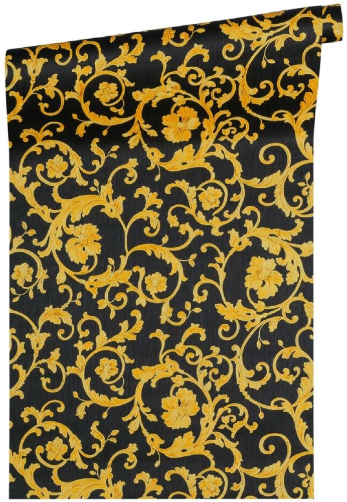 Versace Designer Barock Vliestapete Butterfly Barocco 343252 Schwarz / Gelb / Gold - Design Tapete - Luxus Qualität Bild 1