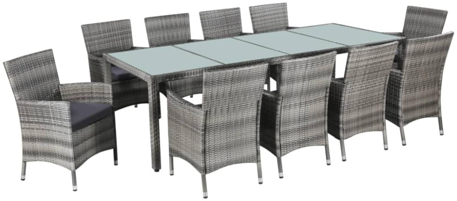 vidaXL 11-tlg. Garten-Essgruppe mit Kissen Poly-Rattan Grau 43957 Bild 1