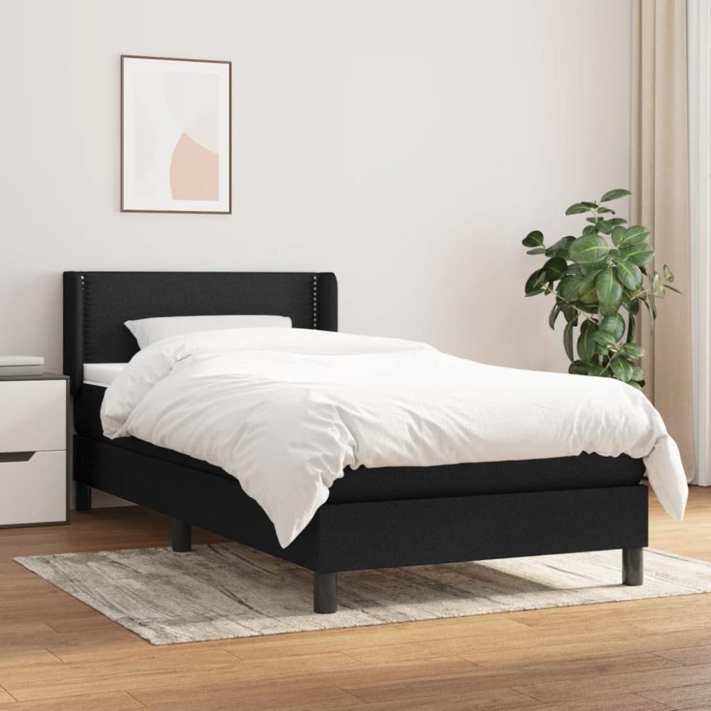 vidaXL Boxspringbett mit Matratze Schwarz 90x190 cm Stoff Bild 1