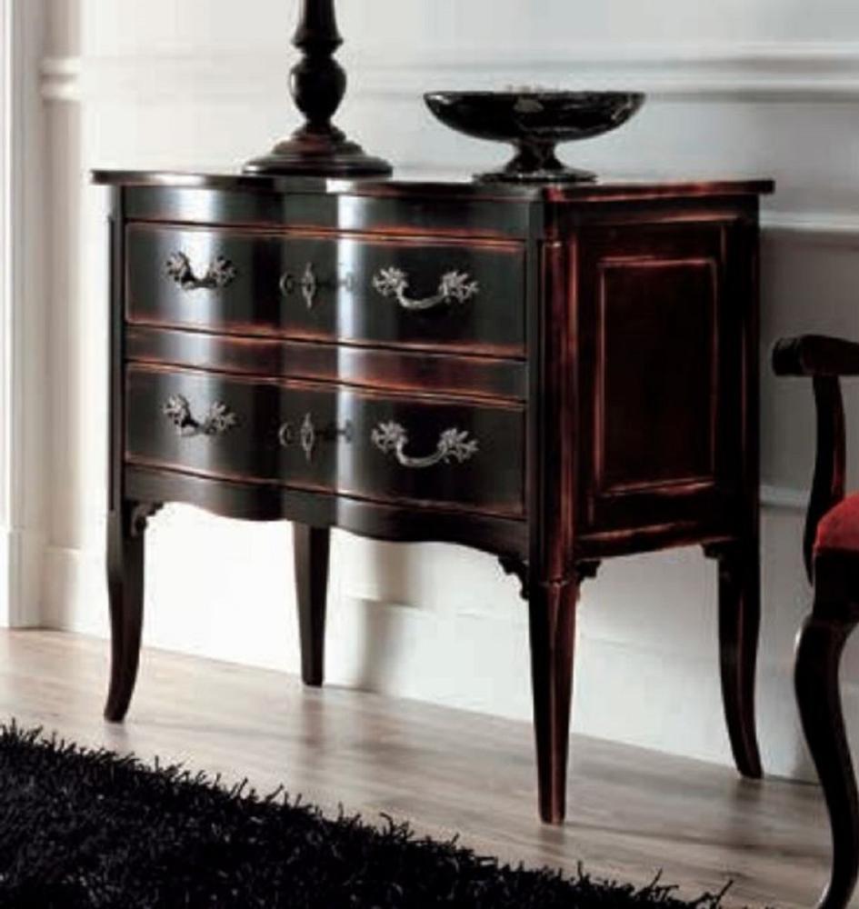 Casa Padrino Luxus Barock Kommode Antik Schwarz / Silber - Handgefertigte Massivholz Kommode mit 2 Schubladen - Barockstil Schlafzimmer Möbel - Barock Möbel - Luxus Qualität - Made in Italy Bild 1