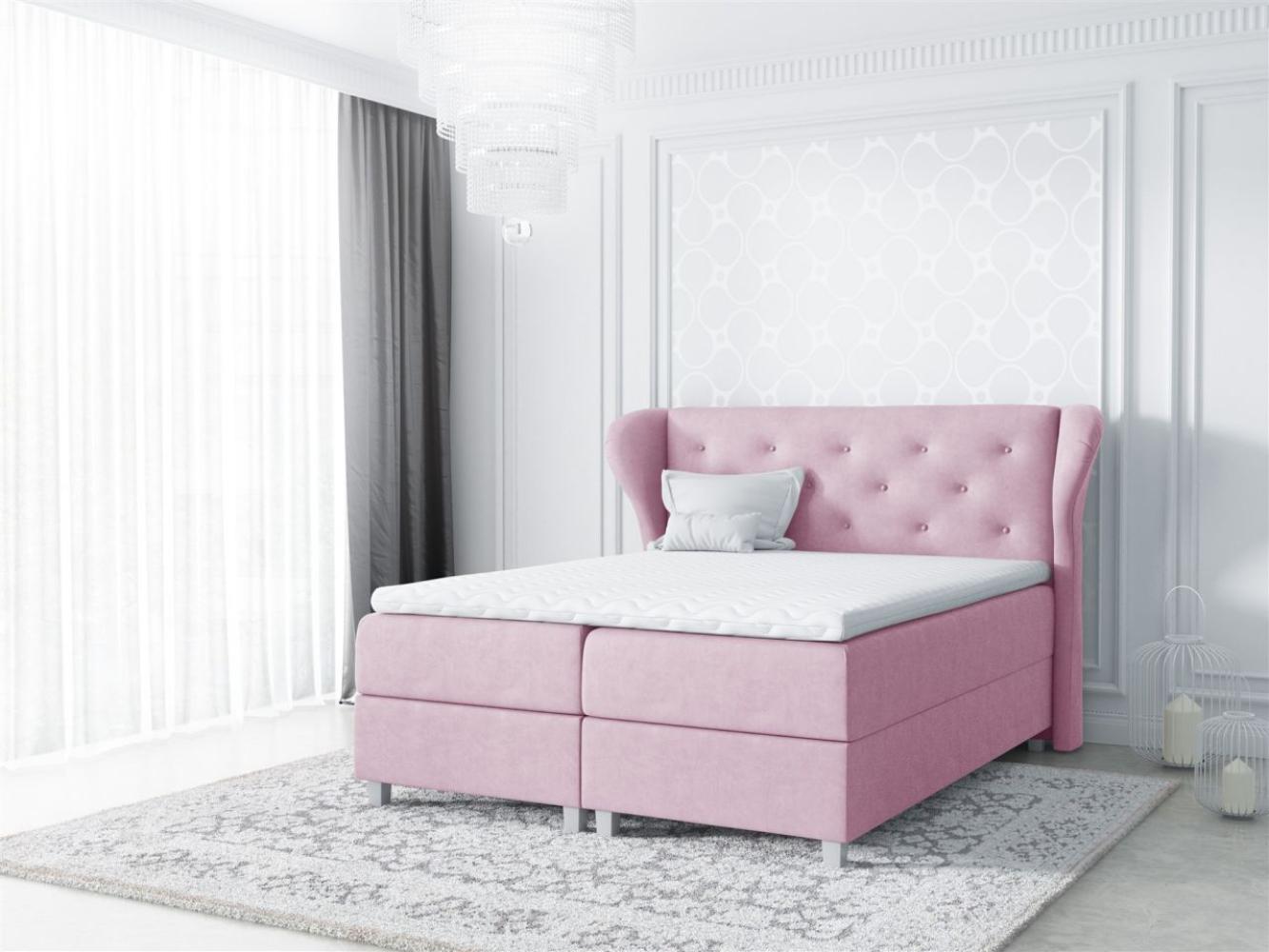 Boxspringbett ARIANNA 160x200cm Stoff Rose Bild 1