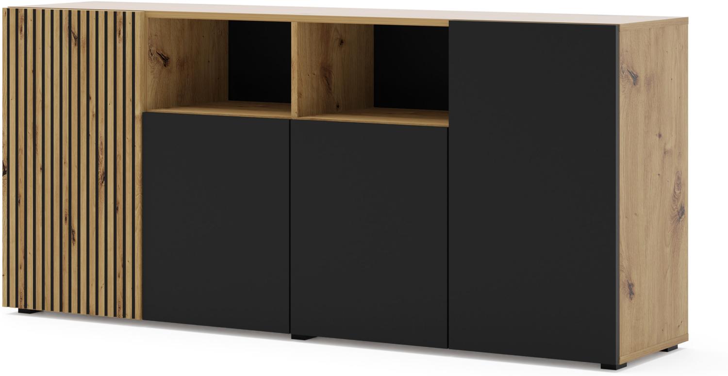 AURIS 4D Kommode 180 cm Artisan Eiche / Schwarz matt Bild 1