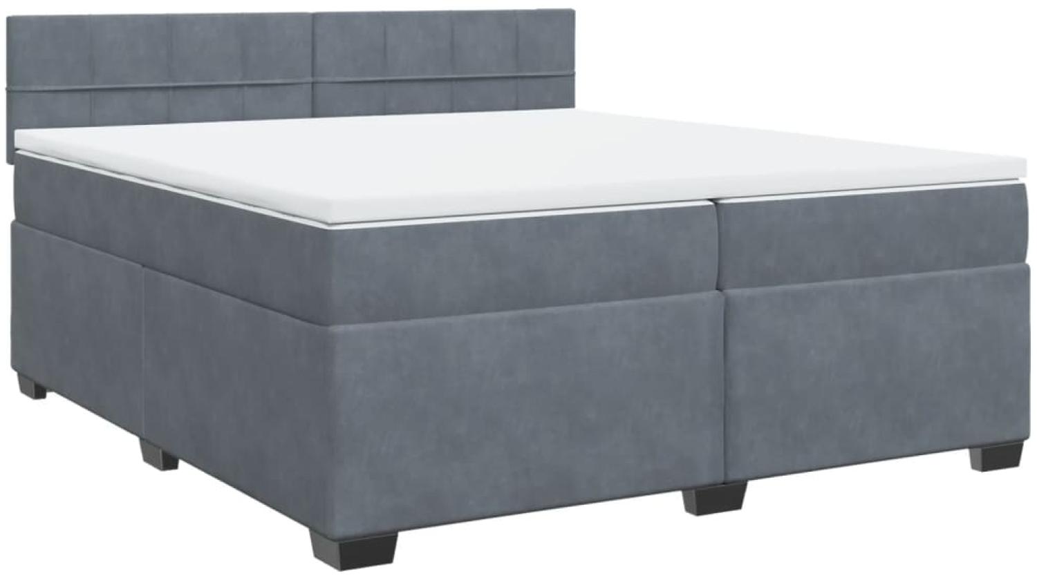 vidaXL Boxspringbett mit Matratze Dunkelgrau 200x200 cm Samt 3286403 Bild 1