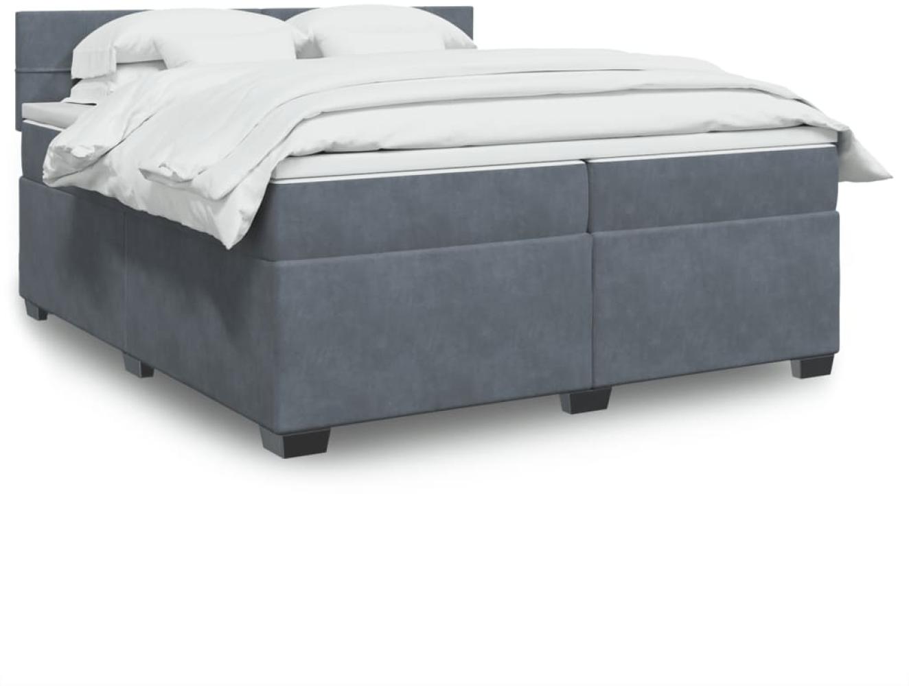 vidaXL Boxspringbett mit Matratze Dunkelgrau 200x200 cm Samt 3286403 Bild 1