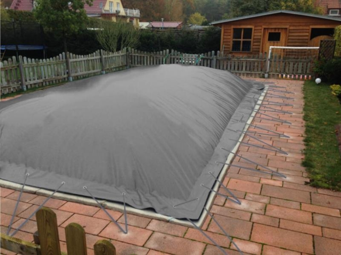 aufblasbare Winterplane für rechteckige Pools 9,00 x 4,50 cm Grau Bild 1