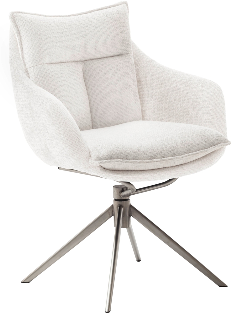 2er Set Sesselstuhl Parker, 360° drehbar - Creme / Edelstahl Bild 1