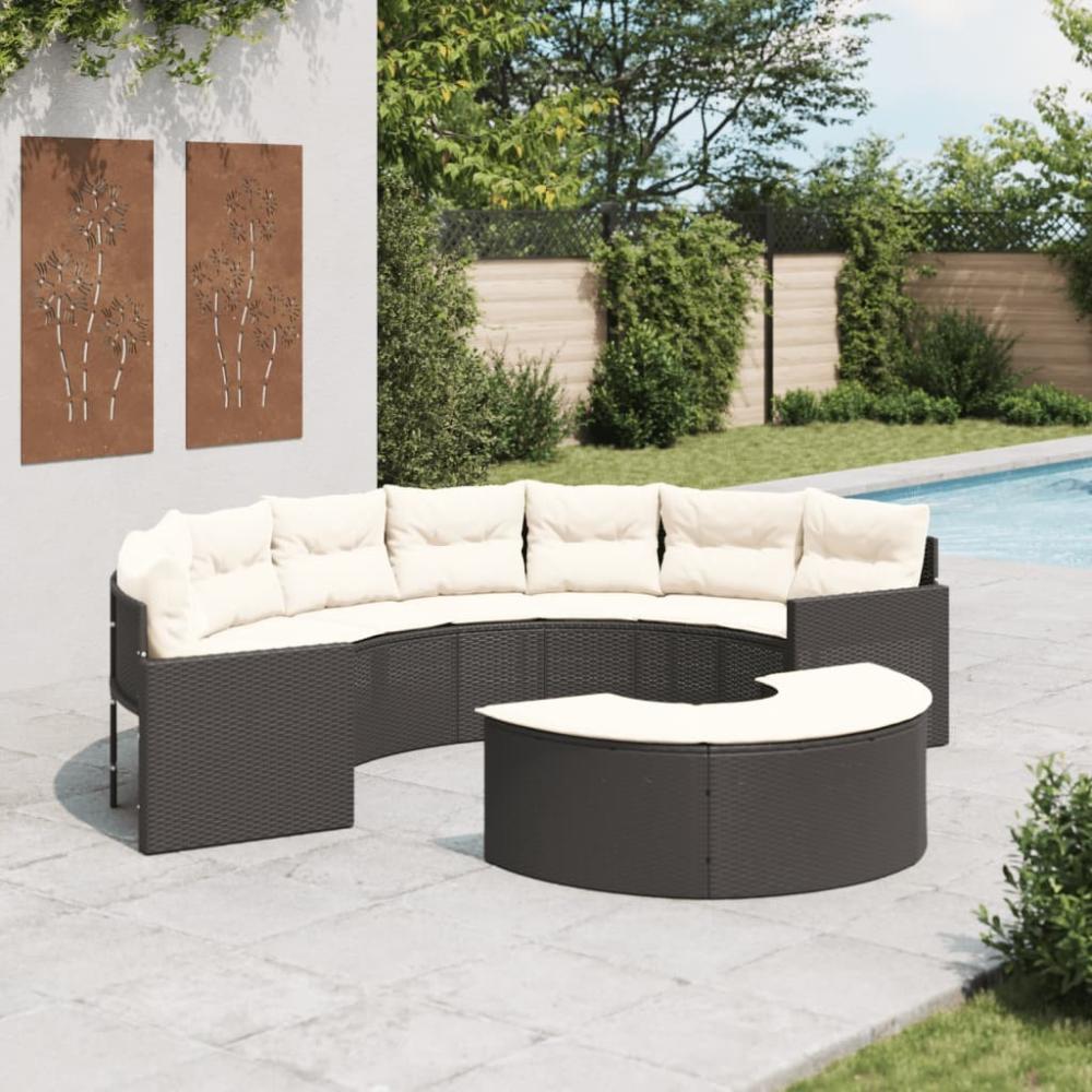 vidaXL 2-tlg. Garten-Sofagarnitur Halbrund Schwarz Poly-Rattan 3262061 Bild 1