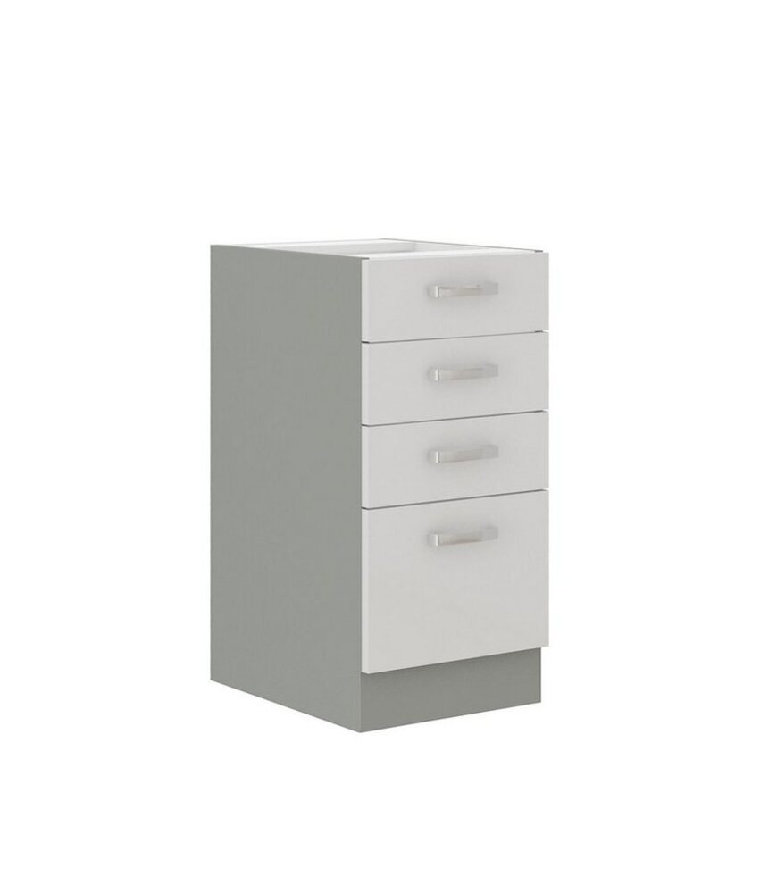 Küchen-Preisbombe Unterschrank 40 cm Küche Bianca Weiß Hochglanz + Grau Küchenzeile Küchenblock Bild 1