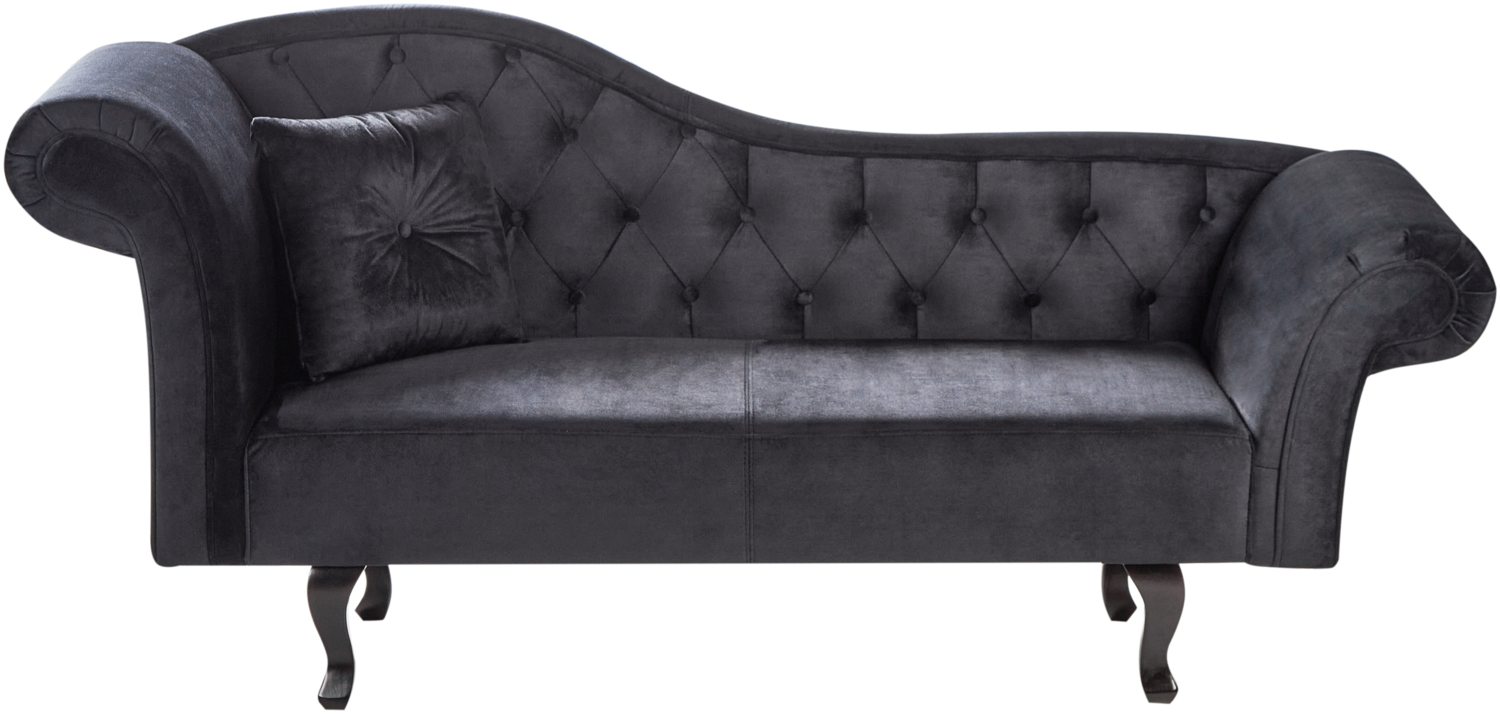 Chaiselongue Samtstoff schwarz linksseitig LATTES II Bild 1