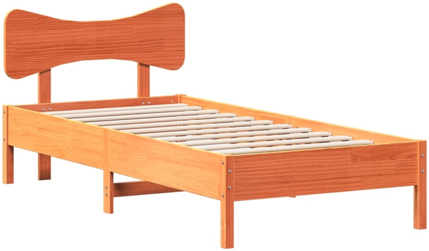 vidaXL Massivholzbett ohne Matratze Wachsbraun 100x200 Kiefernholz 3328240 Bild 1