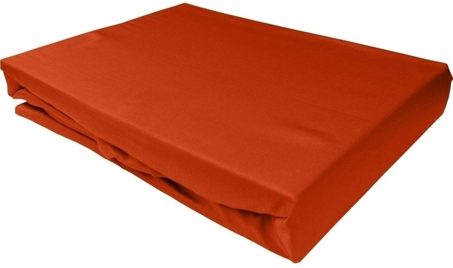 Bettwaesche-mit-Stil Mako-Satin Spannbettlaken orange 100x200cm Höhe 31-40cm Bild 1