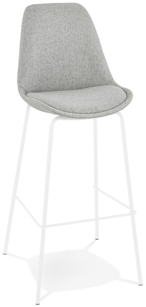 Kadima Design Stehhocker Grau-Weiß | 75 cm Sitzhöhe | Gepolstert Rückenlehne Fußstütze | Stoff Metall | 120 kg belastbar Bild 1