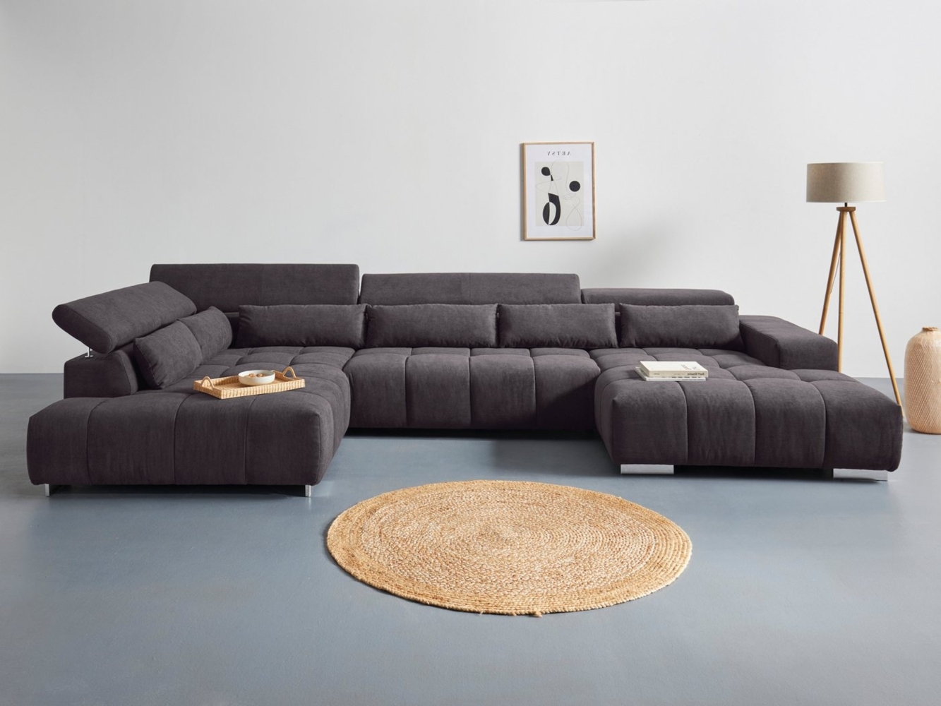COTTA Wohnlandschaft Orion U-Form, inkl. Kopfteilverstellung und Nierenkissen Bild 1