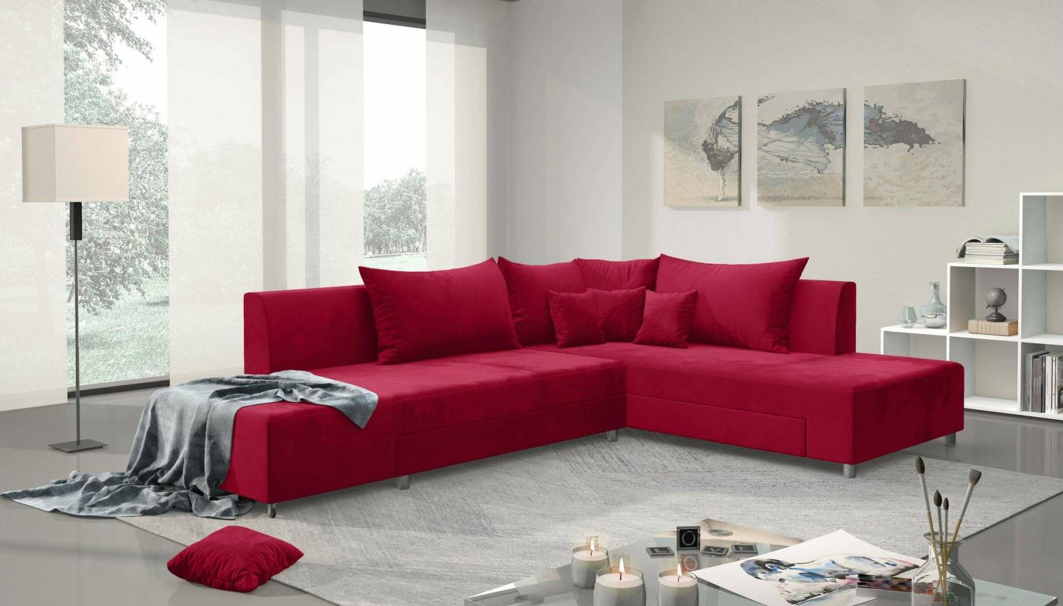 Stylefy Livia Ecksofa Rot Velours Bild 1