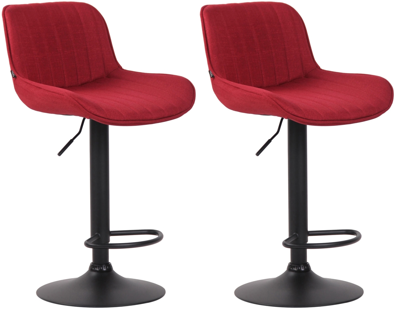 2er Set Barhocker Lentini, drehbar, Rot, Schwarz, Stoff Bild 1