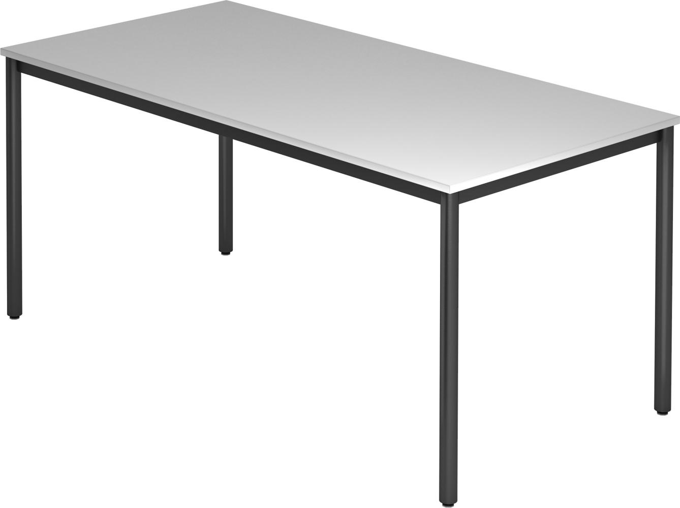 bümö Multifunktionstisch grau, Tisch 160 x 80 cm, Tischfuß rund in schwarz - einfacher Tisch, Besprechungstisch System D-Serie, Konferenztisch, Meetingtisch, Mehrzwecktisch, Pausentisch, DR16-5-D Bild 1