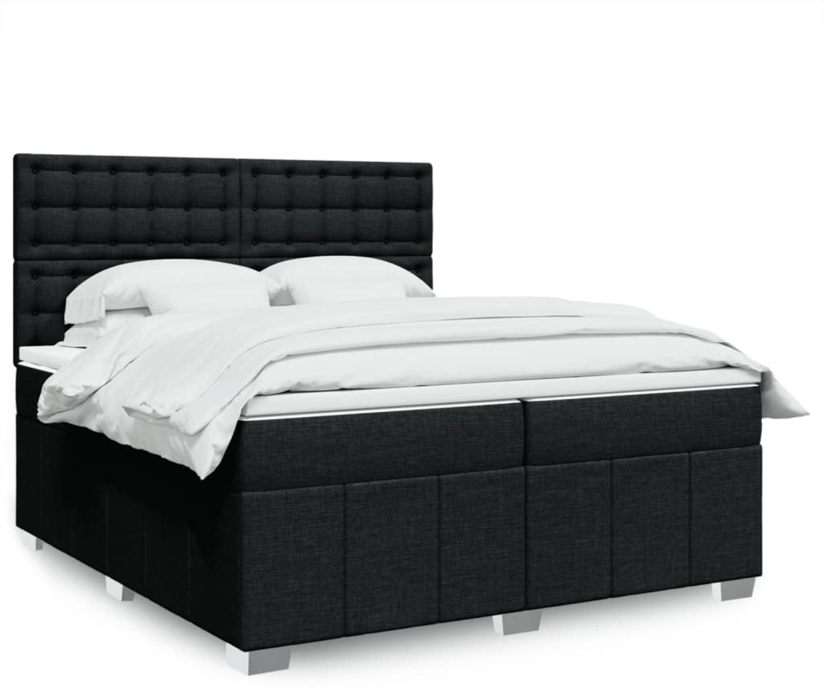 vidaXL Boxspringbett mit Matratze Schwarz 200x200 cm Stoff 3291791 Bild 1