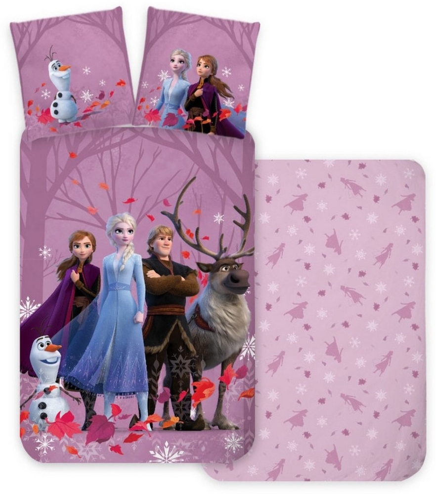 Disney Frozen Bettwäsche Disney Frozen Eiskönigin Anna Elsa Snow Kopfkissen Bettdecke 135/140x2, Renforcé, 2 teilig, 100% Baumwolle Bild 1