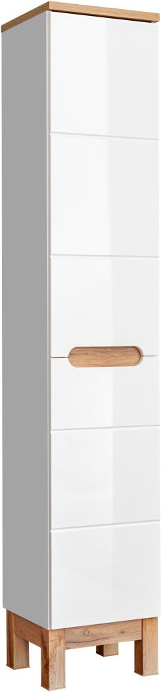 Domando Badschrank Stintino M2 Modern Breite 35cm, Soft-Close-Funktion, Hochglanz in Weiß Matt und Weiß Hochglanz Bild 1