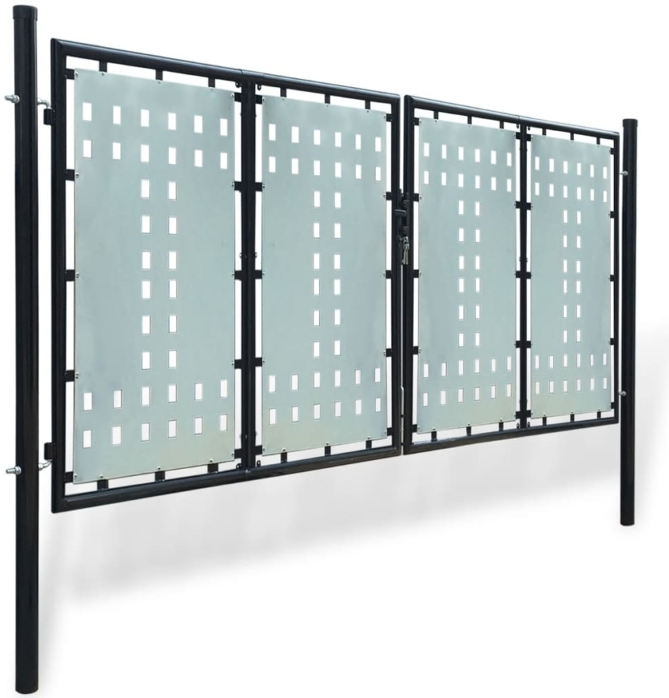 vidaXL Schwarzes Einzeltor für Zäune 300 x 125 cm 141692 Bild 1