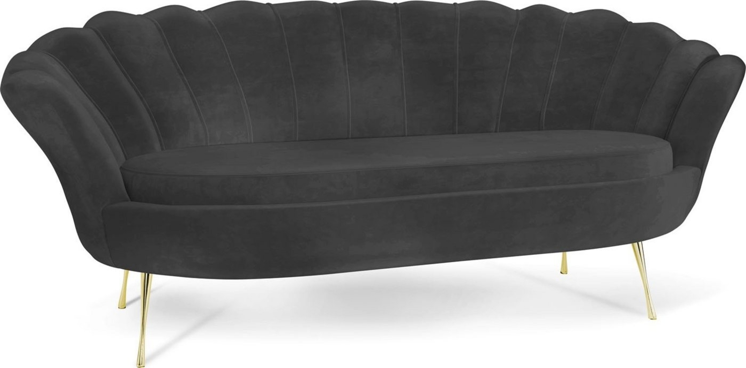 WFL GROUP Sofa Muschel, Samt 3-Sitzer Couch mit Golden oder Silber Metallbeinen Bild 1