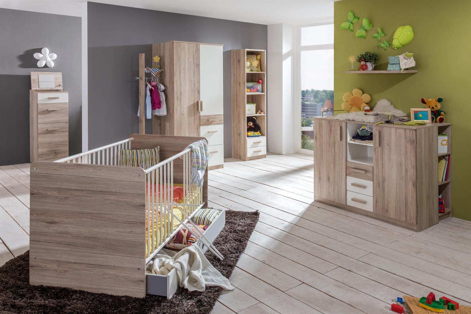 Babyzimmer-Komplettset >Canton< (9-teilig) in San Remo Eiche Bild 1