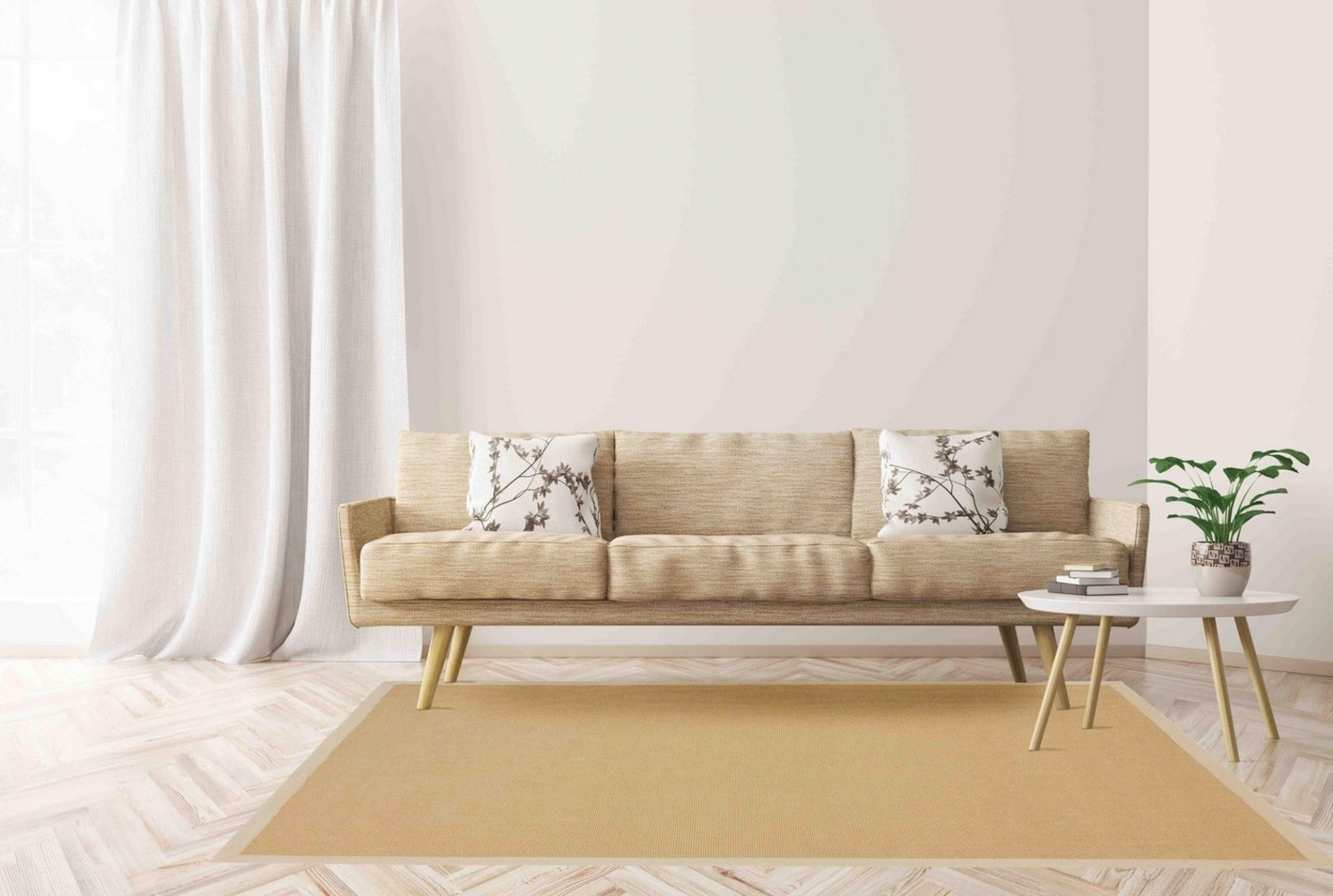 carpetfine Sisalteppich Sisal, auch als Läufer erhältlich, rechteckig, Höhe: 5 mm, mit farbiger Bordüre, Anti Rutsch Rückseite, viele Größen, Wohnzimmer Bild 1