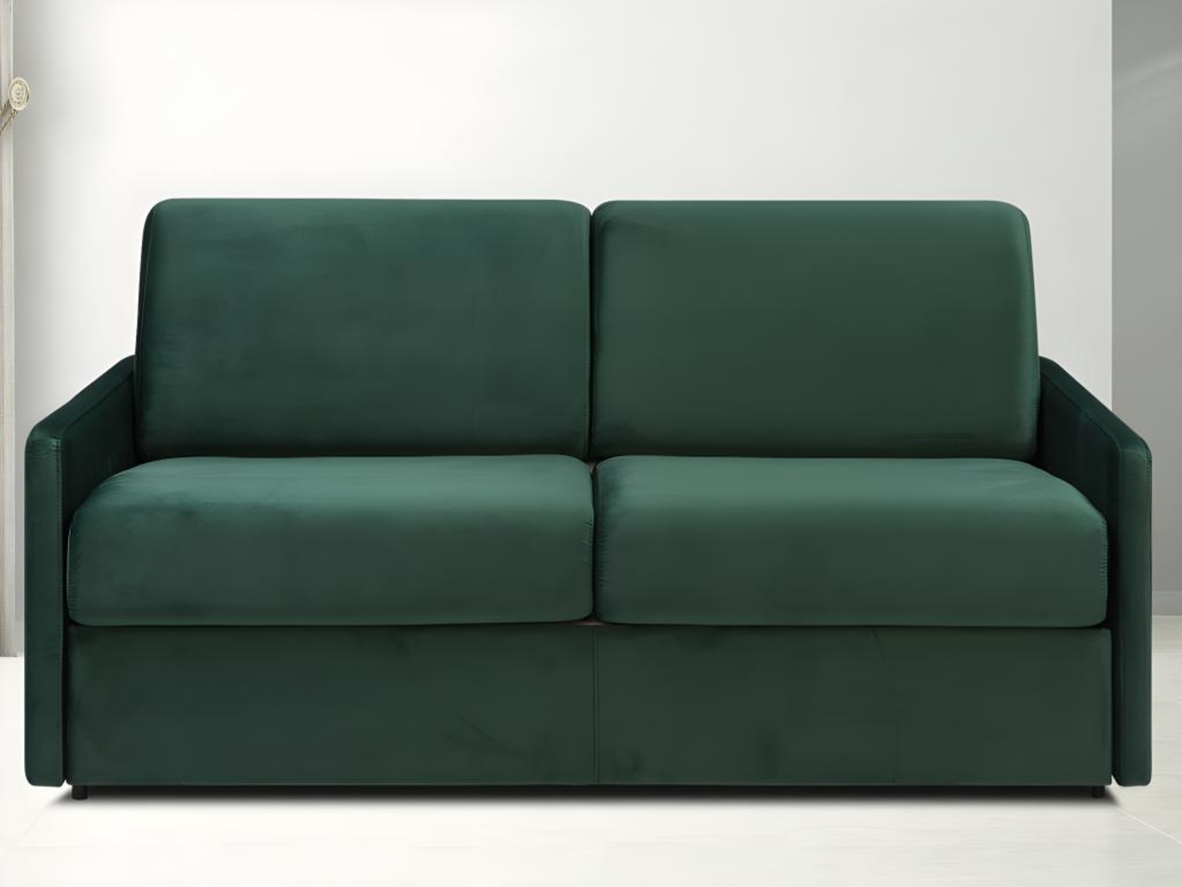 Schlafsofa 3-Sitzer Samt CALIFE - Tannengrün - Liegefläche: 140 cm - Matratzenhöhe: 14 cm Bild 1