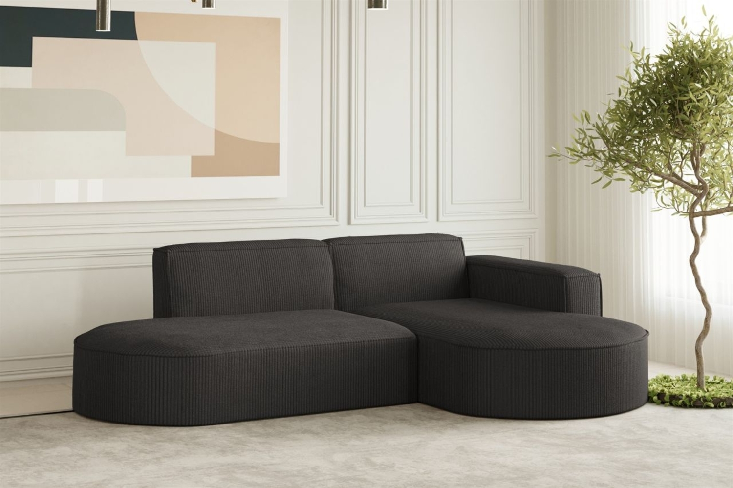 Ecksofa Designersofa PALMA XS in Stoff Scala Anthrazit Ottomane Rechts Bild 1