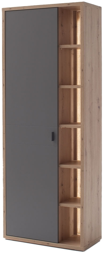 Garderobenschrank Liza / Lizzano, Holzwerkstoff, Grau, Holzfarben, 76 x 199 x 37 cm Bild 1