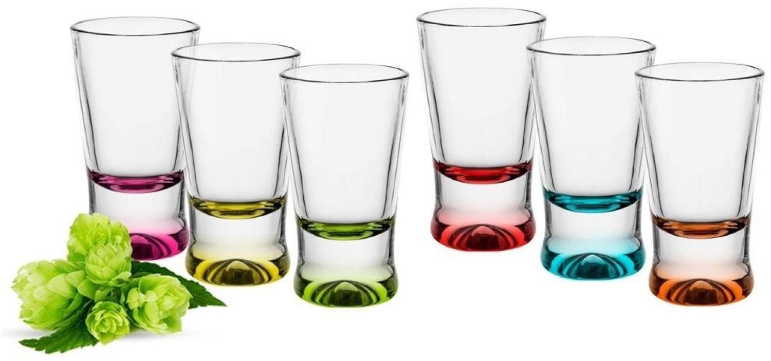 6 bunte Schnapsgläser/ Shotgläser/ Tequilagläser/ Wodkagläser/ Stamper Bild 1