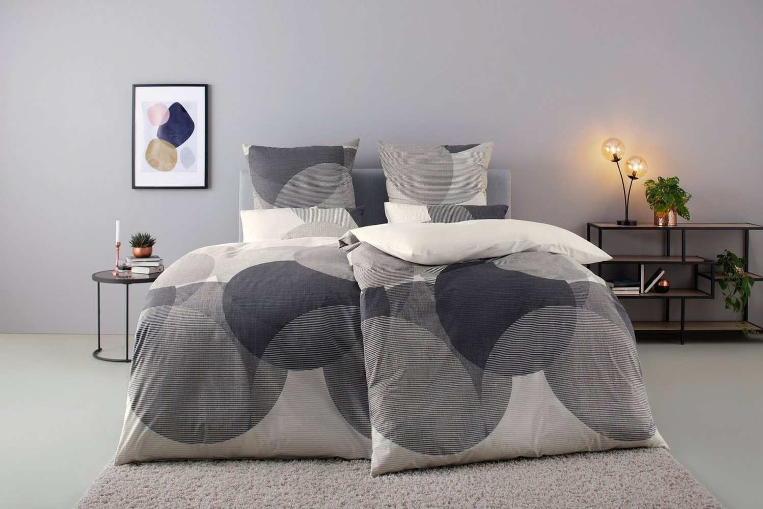 BIERBAUM Bettwäsche Carla in Gr. 135x200 oder 155x220 cm, Seersucker, 2 teilig, Bettwäsche aus Baumwolle, geometrische Bettwäsche mit Reißverschluss Bild 1
