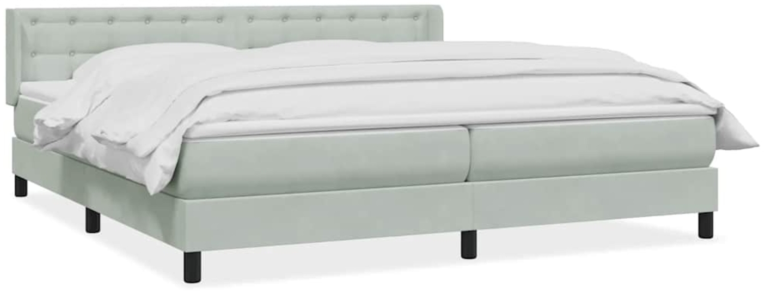 vidaXL Boxspringbett mit Matratze Hellgrau 180x210 cm Samt 3318459 Bild 1