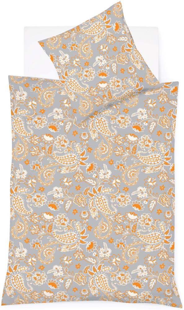 Fleuresse Mako-Satin Bettwäsche 155x220 Paisley Blumen gold grau 114285-03 Bild 1