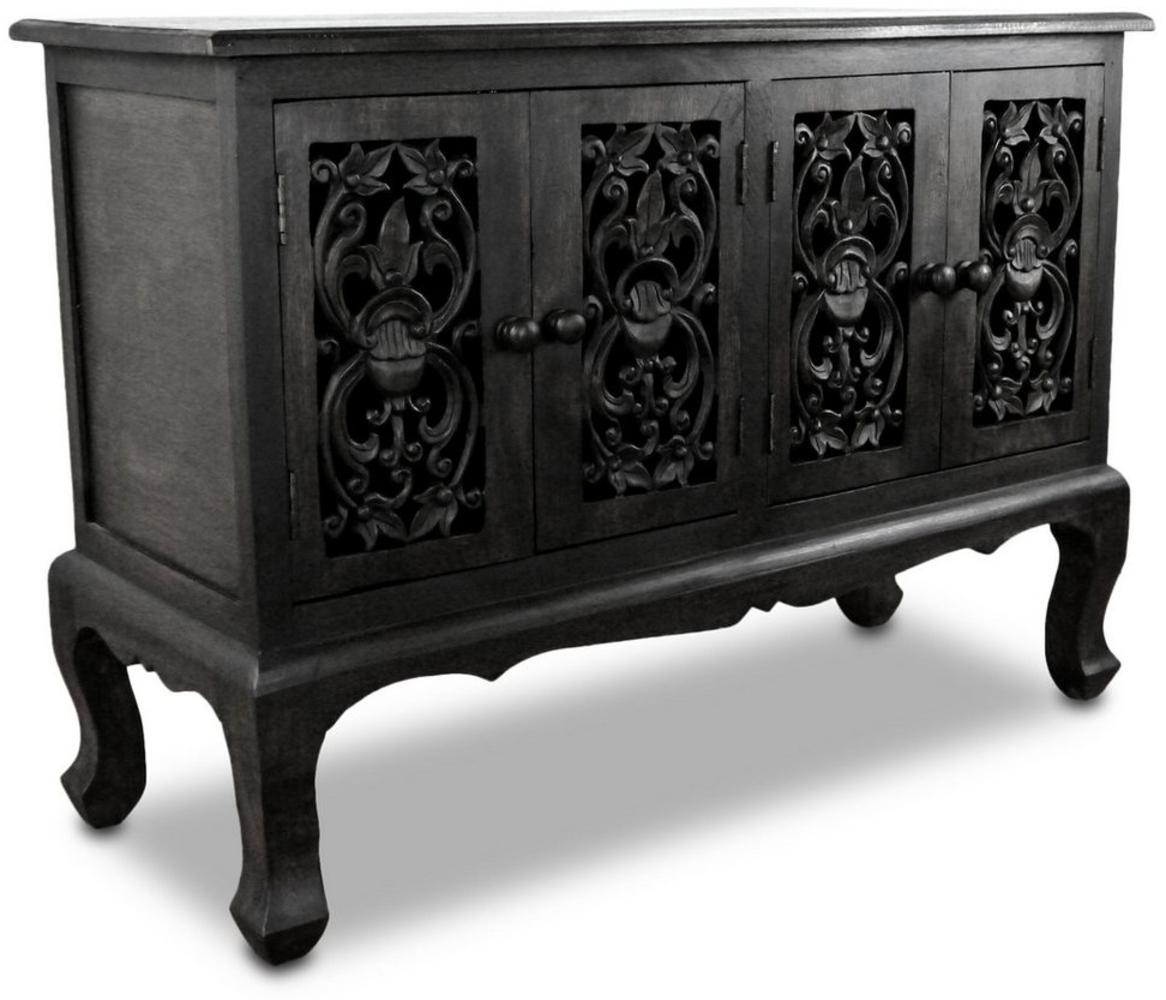 livasia Sideboard Sideboard Massivholz Akazie 100x35x70cm handgeschnitzt aus Thailand Bild 1