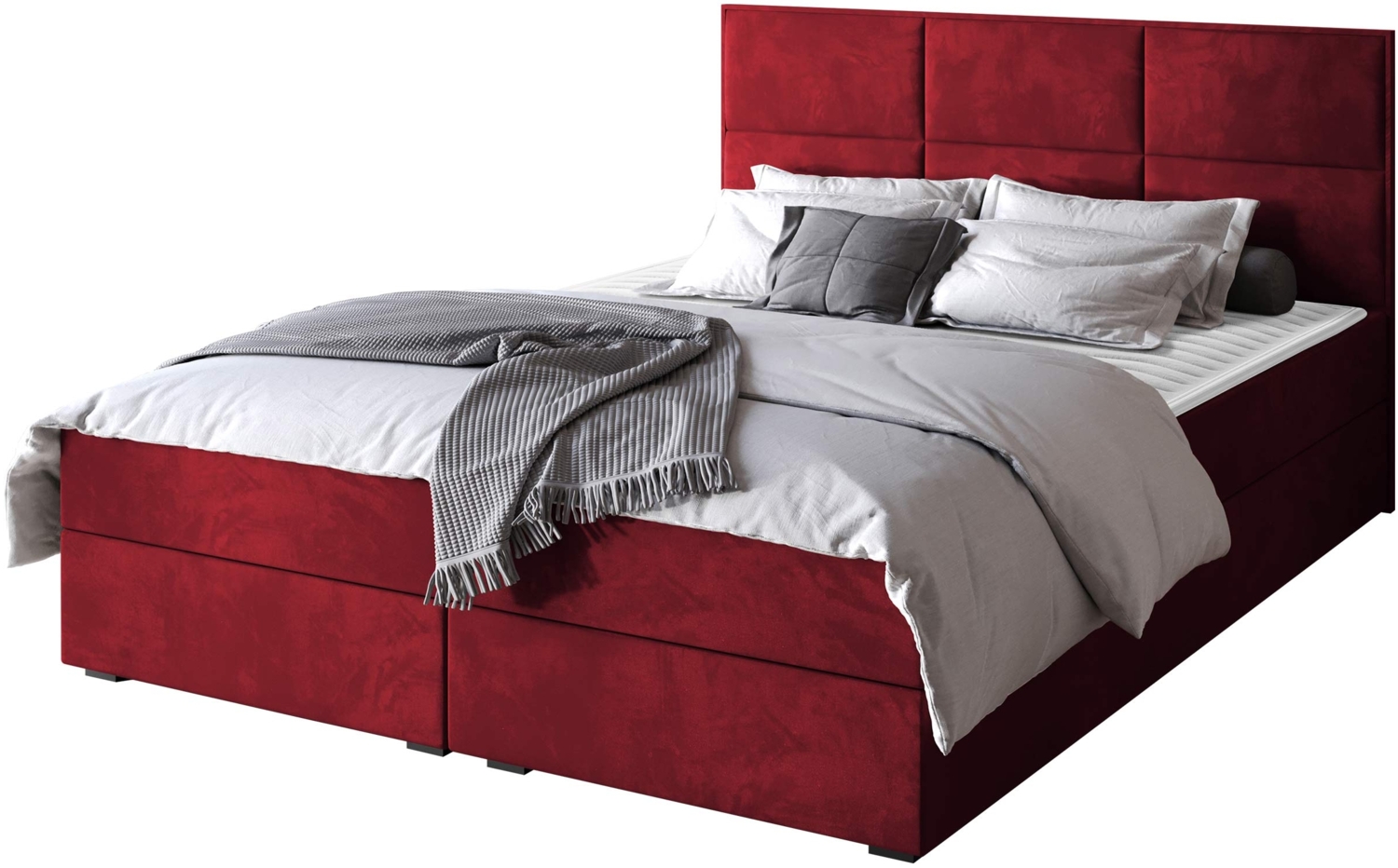 Boxspringbett Draban I, Rot, 160x200 cm Bild 1