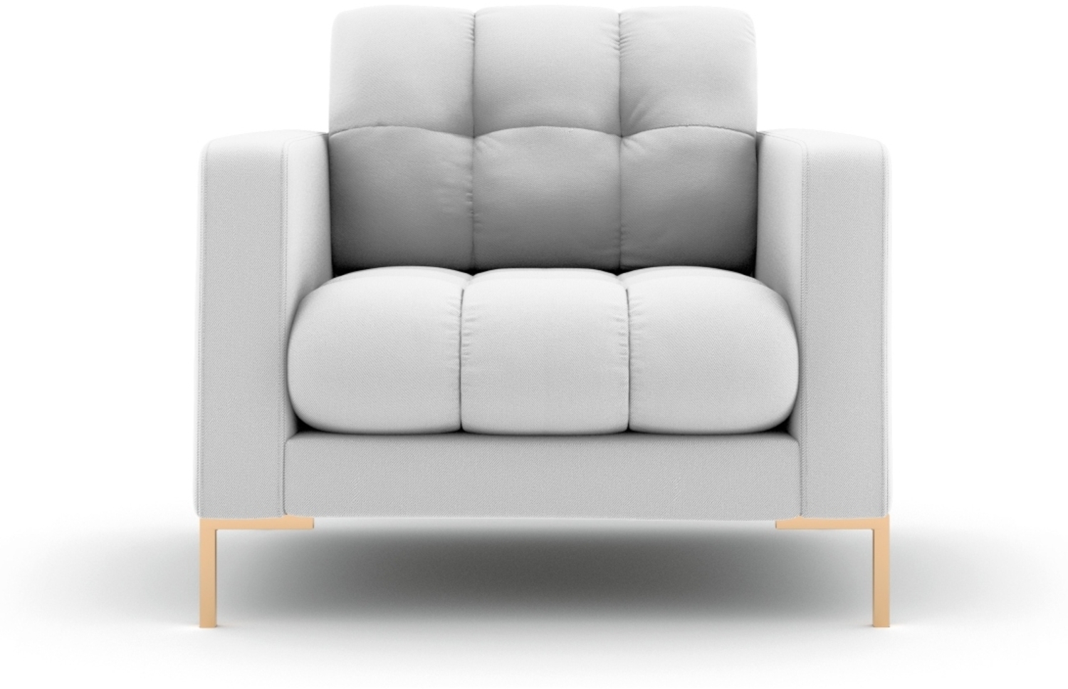 Micadoni Sessel Mamaia 1-Sitzer Strukturierter Stoff Hellgrau Metall Gold Bild 1