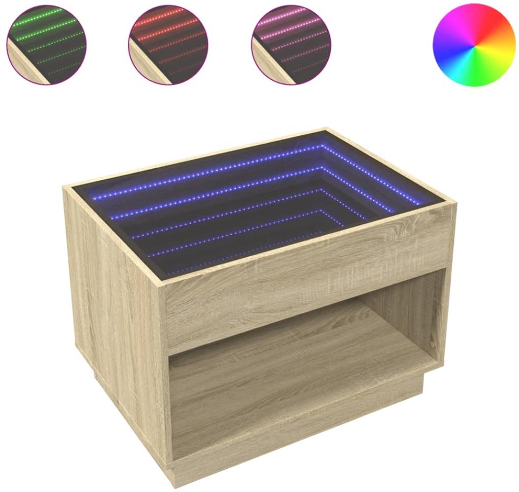 vidaXL Couchtisch mit Infinity-LED Sonoma-Eiche 70x50x50 cm 847660 Bild 1