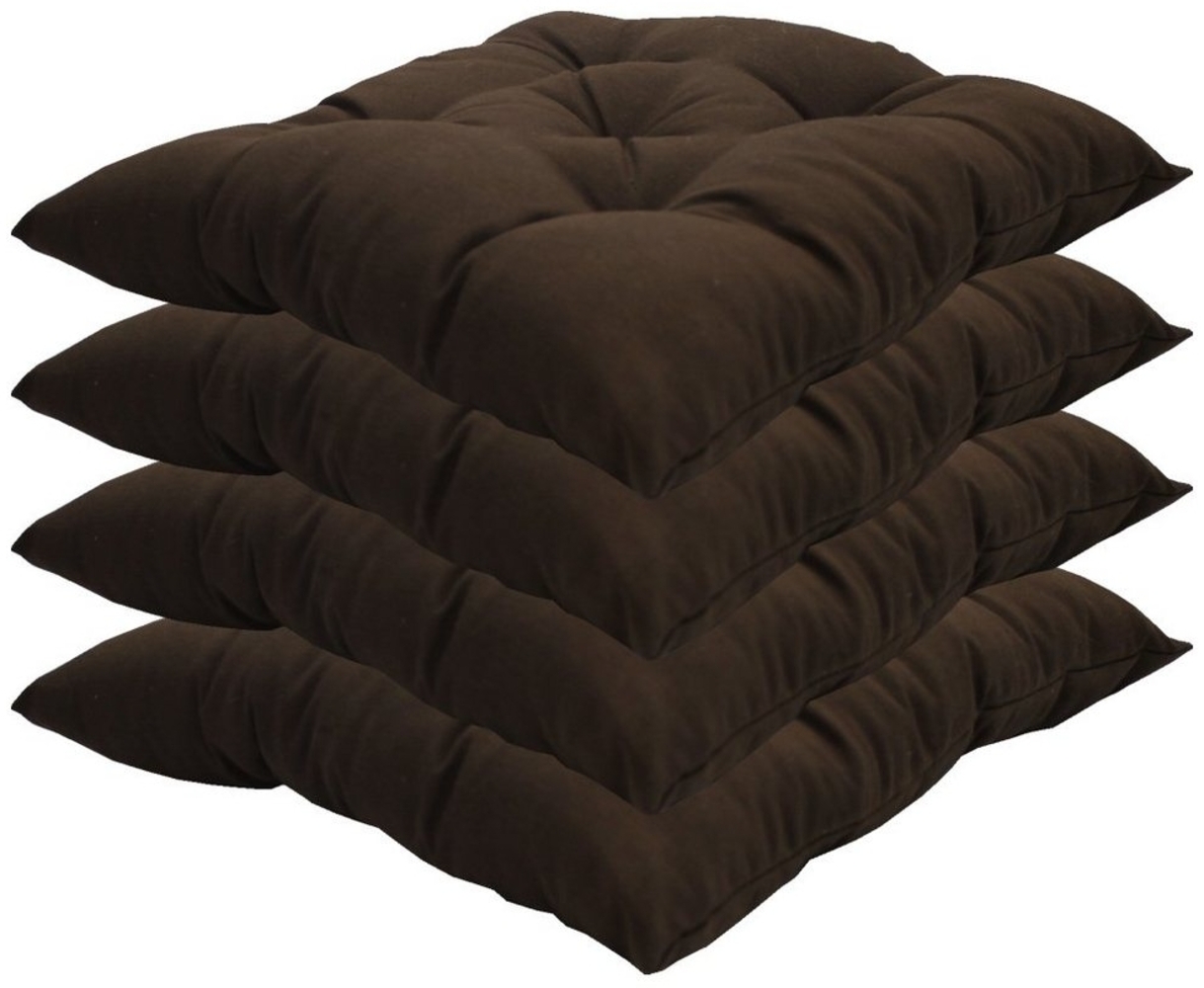 NYVI Stuhlkissen Sitzkissen Genua 4er Set - Dekokissen Sitzauflage für Indoor & Outdoor, Komfortabel & Robust, Gartenstuhlauflagen für 40x40 cm große Stühle Bild 1