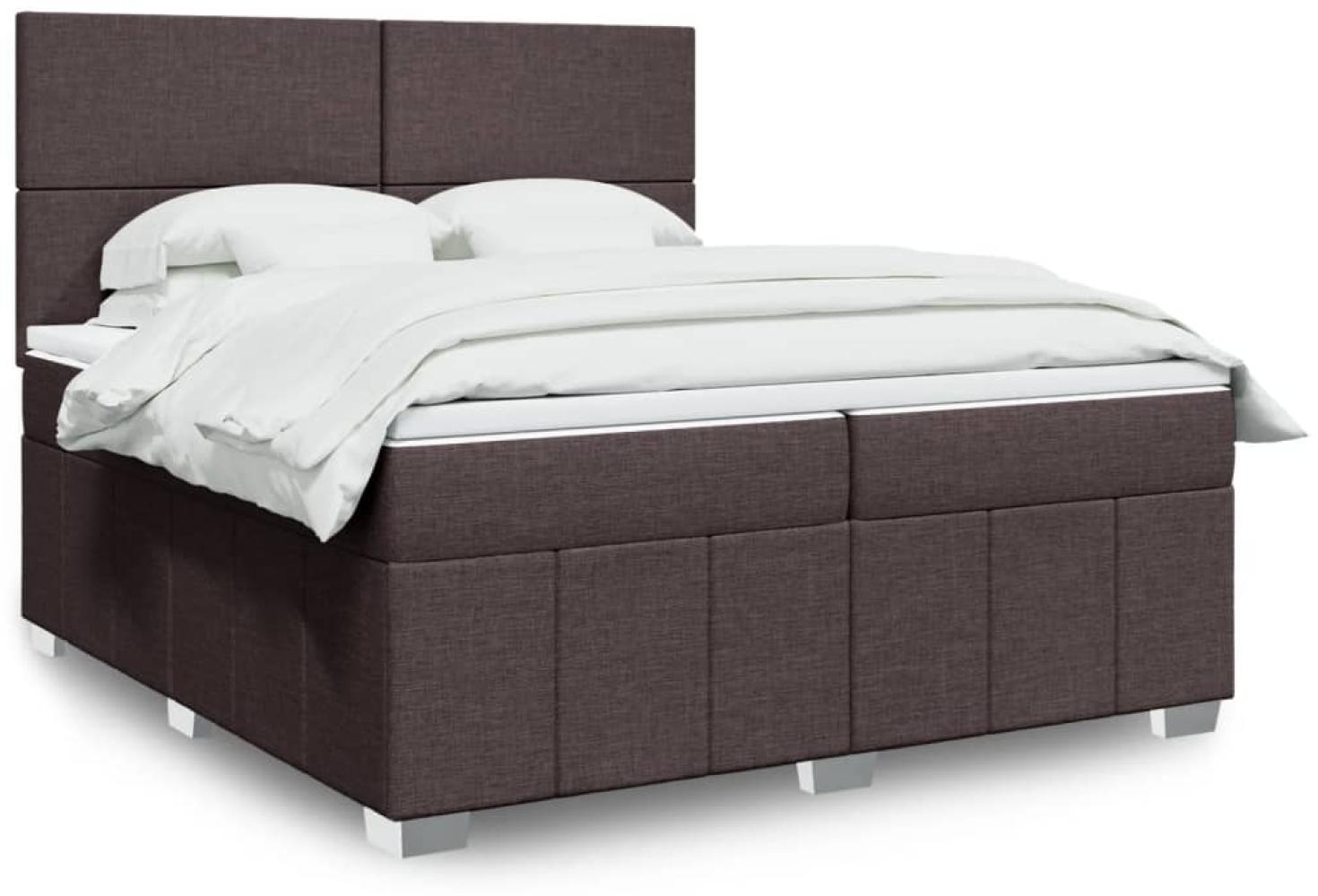 vidaXL Boxspringbett mit Matratze Dunkelbraun 200x200 cm Stoff 3291771 Bild 1