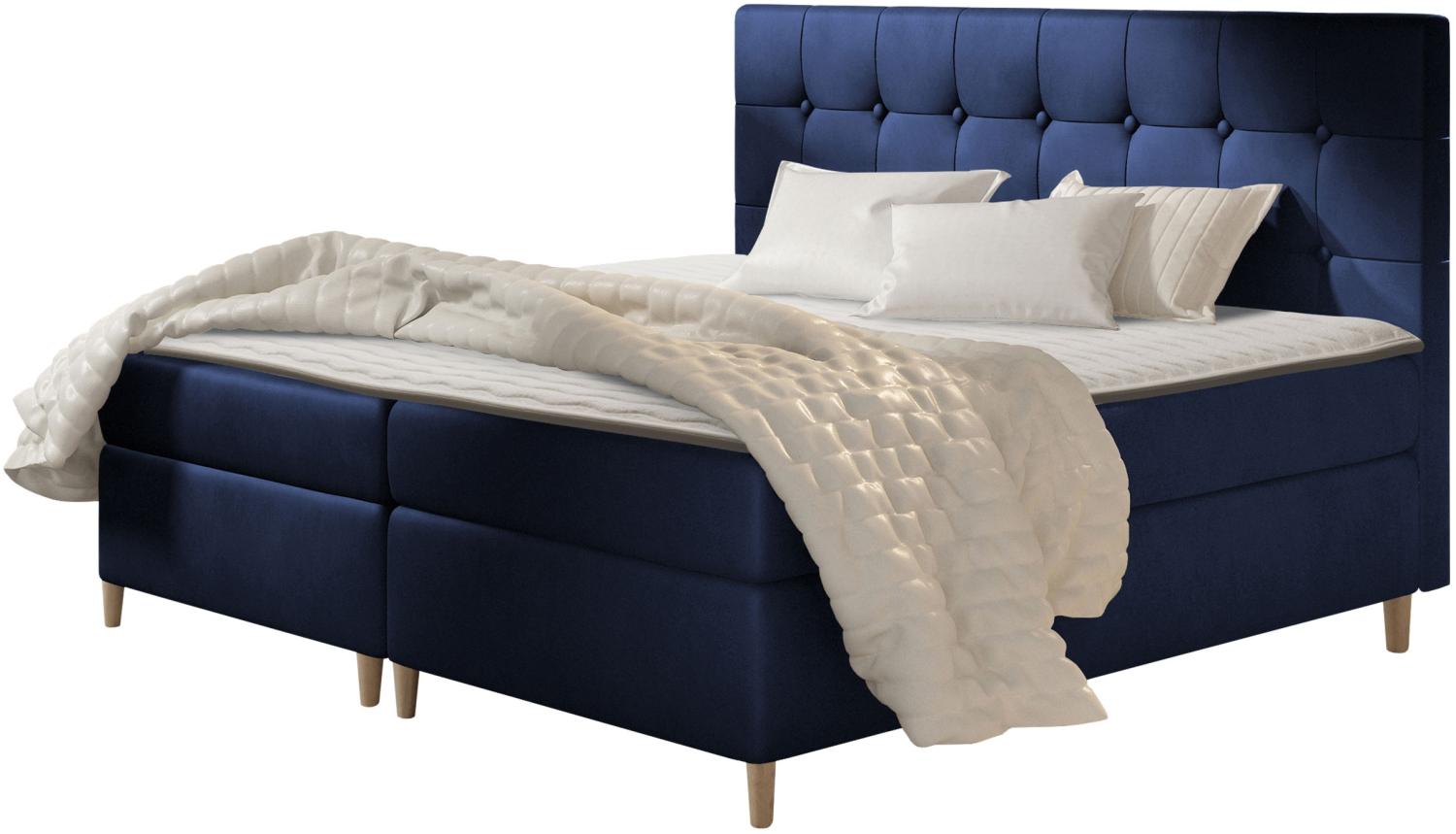 Boxspringbett Abenaki, blau, 200 x 200 cm Bild 1