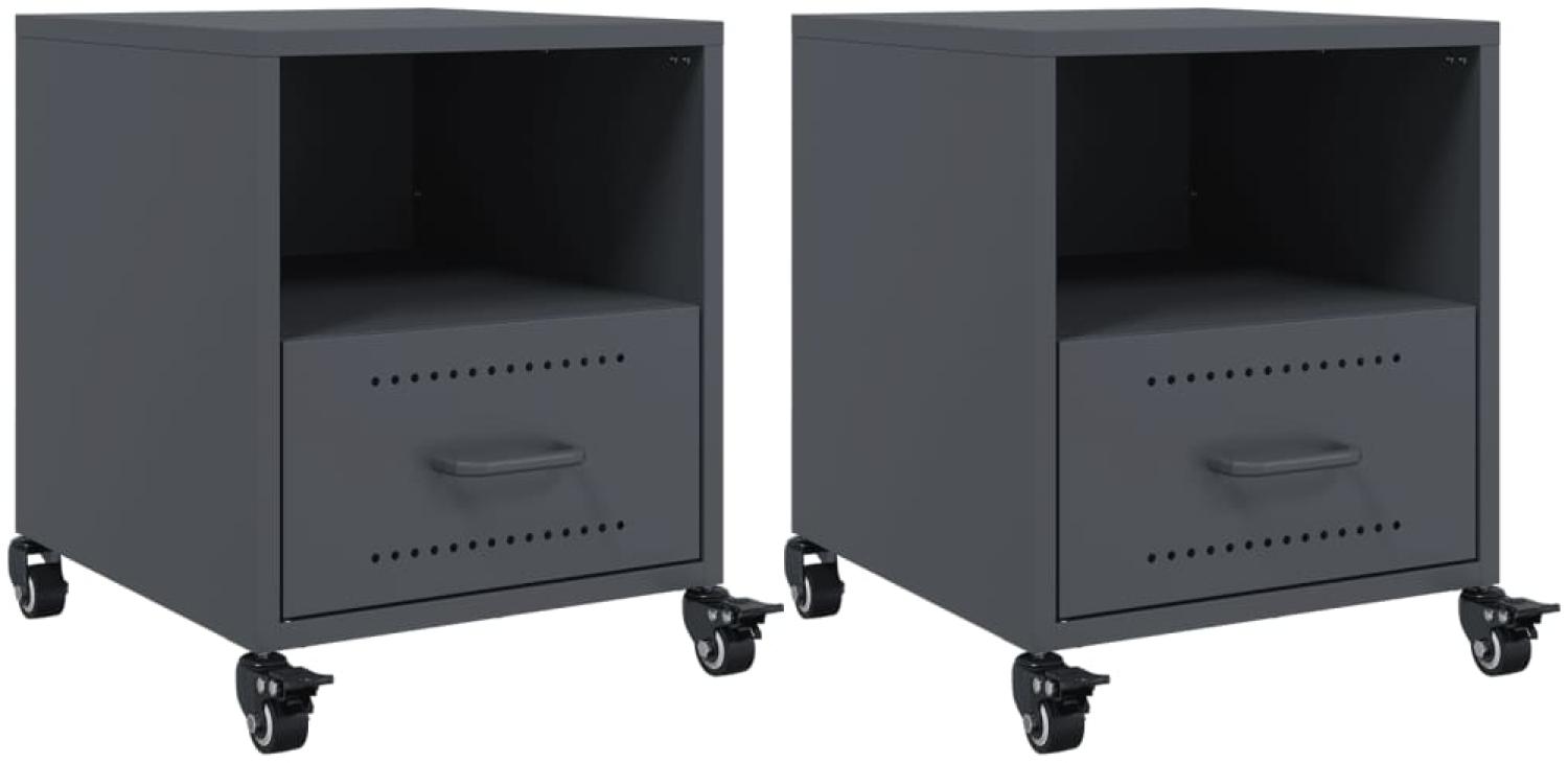 vidaXL Nachttische 2 Stk. Anthrazit 36x39x43,5 cm Stahl 846709 Bild 1