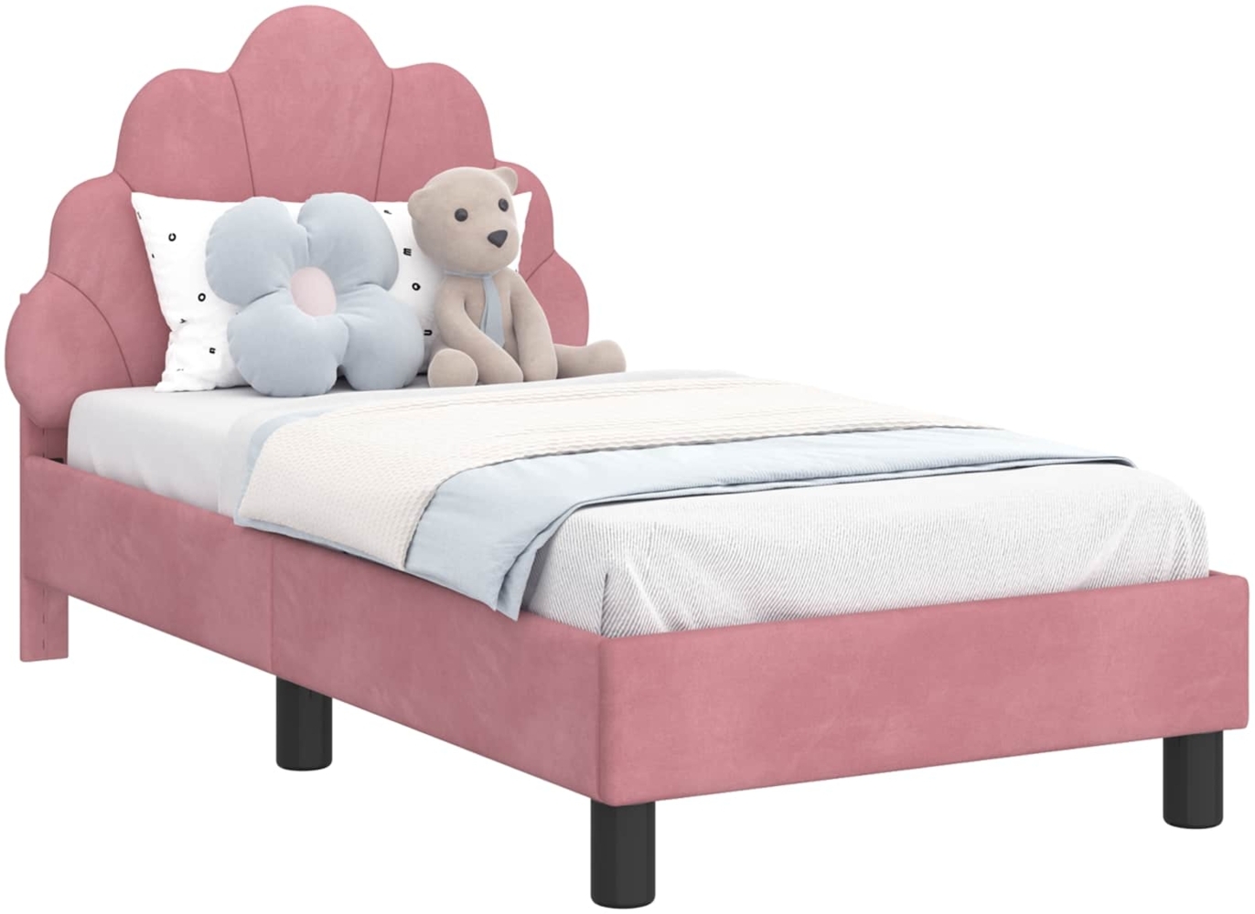 vidaXL Kinderbettgestell mit Kopfteil Rosa 70x140 cm Samt 42011137 Bild 1