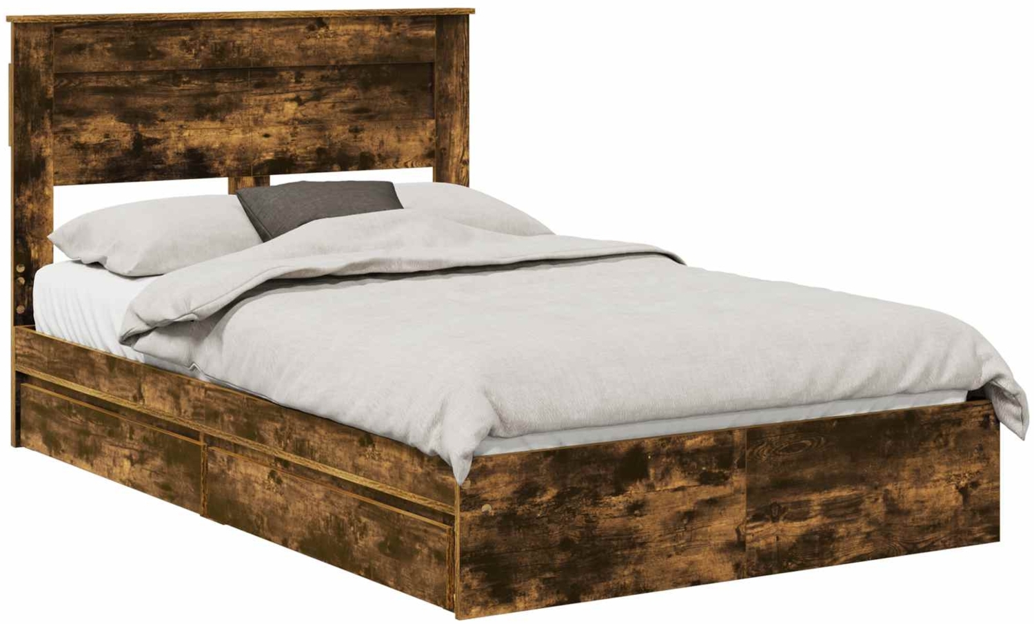 vidaXL Aufbewahrungsbett Geräucherte Eiche 135x190 cm Holzwerkstoff 3409921 Bild 1