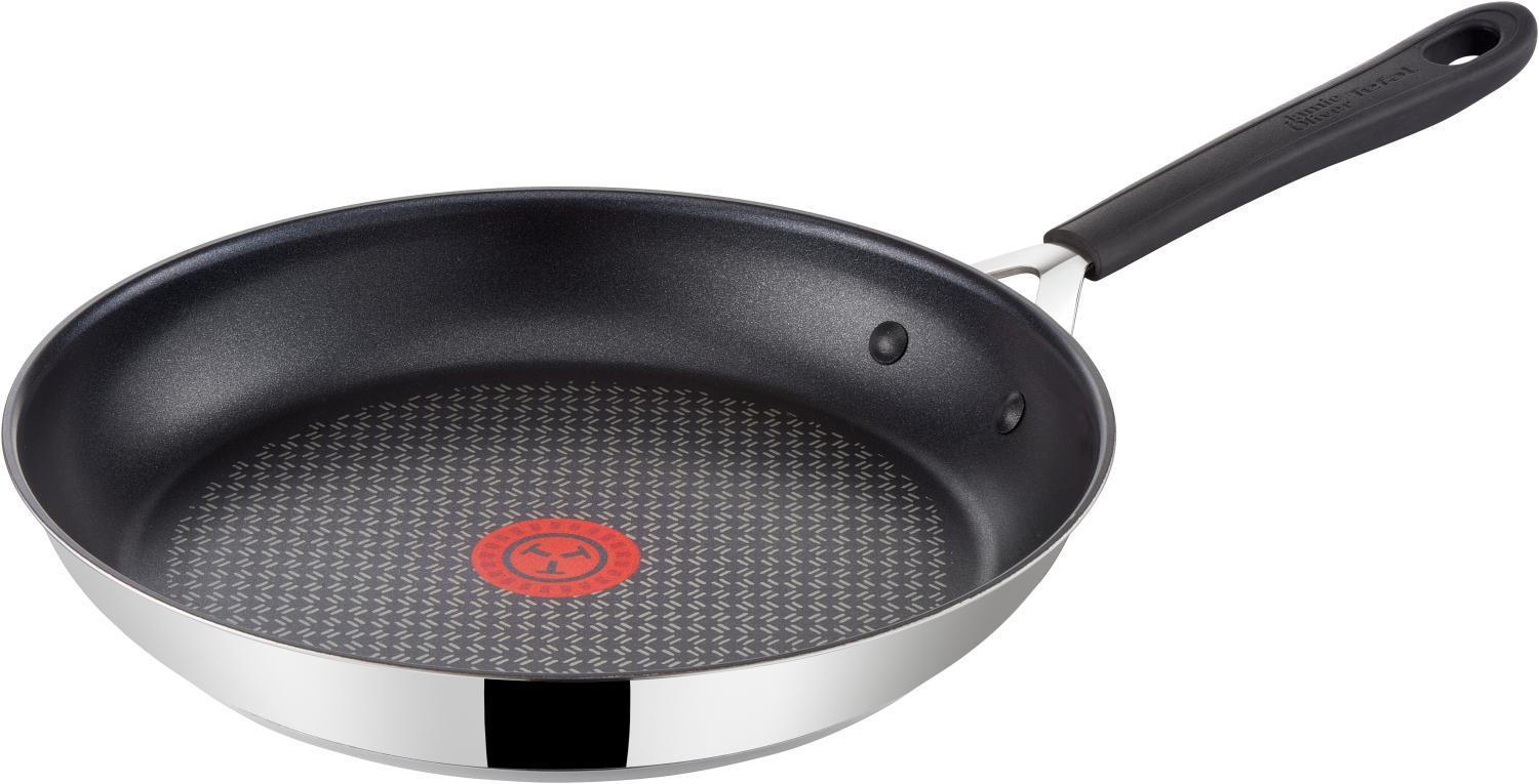 Tefal E85717 Jamie Oliver Pfannenset 2-tlg, Bratpfanne 20 und 26 cm, Induktion Pfannen mit Antihaftbeschichtung, Edelstahl Pfanne, inkl. 3 Pfannenschoner aus Filz Bild 1